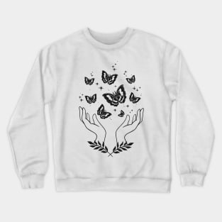 Boho Art Hands with Butterfly T-Shirt Crewneck Sweatshirt